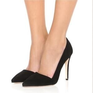 Alice & Olive Black Suede Dina Four Inch Pumps